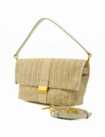 Pochette con Tracolla Media Gianni Chiarini In Camoscio Nude e Paglia Intrecciata Beige art. Marigold Sabbia - immagine 2