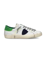 Sneakers Uomo Philippe Model  Paris Prsx in Pelle Bianca e Spoiler Verde art. PRLU VP21