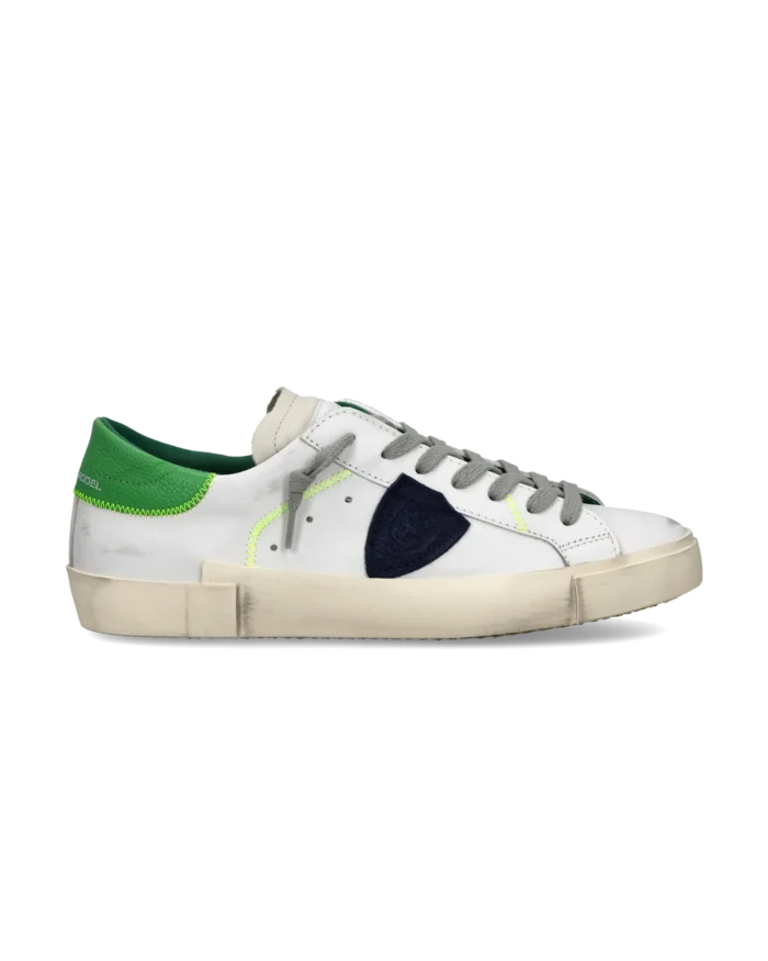 Sneakers Uomo Philippe Model  Paris Prsx in Pelle Bianca e Spoiler Verde art. PRLU VP21, foto 1 di 6