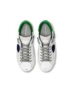 Sneakers Uomo Philippe Model  Paris Prsx in Pelle Bianca e Spoiler Verde art. PRLU VP21 - immagine 3
