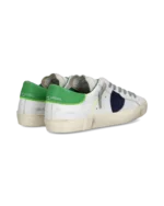 Sneakers Uomo Philippe Model  Paris Prsx in Pelle Bianca e Spoiler Verde art. PRLU VP21 - immagine 4