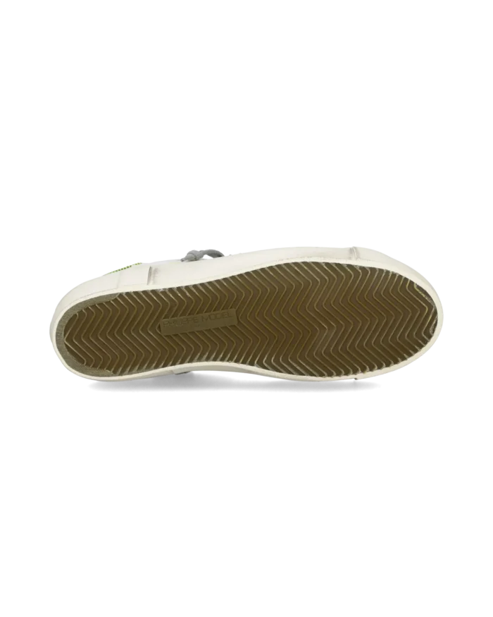 Sneakers Uomo Philippe Model  Paris Prsx in Pelle Bianca e Spoiler Verde art. PRLU VP21, foto 5 di 6