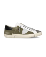 Sneakers Uomo Philippe Model  Paris Prsx in Tela Verde,Spoiler Nero e Linguetta in Camoscio art. PRLU DX03
