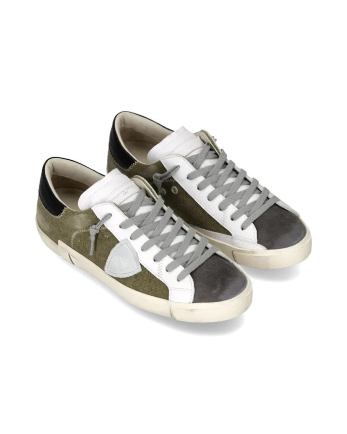 Sneakers Uomo Philippe Model  Paris Prsx in Tela Verde,Spoiler Nero e Linguetta in Camoscio art. PRLU DX03, foto 2 di 6