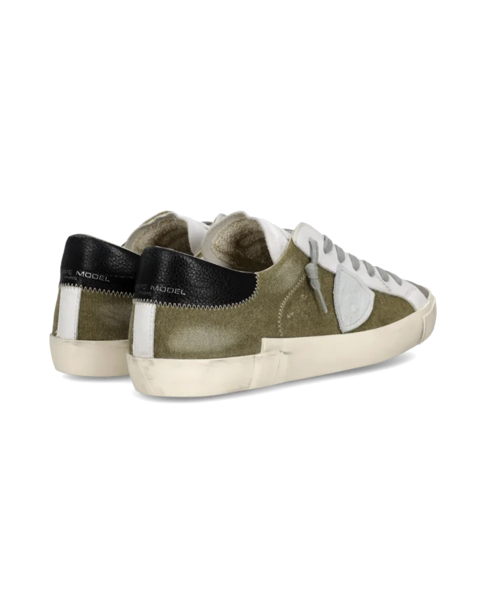 Sneakers Uomo Philippe Model  Paris Prsx in Tela Verde,Spoiler Nero e Linguetta in Camoscio art. PRLU DX03, foto 4 di 6