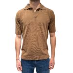 Polo Skipper Senza Bottoni Filippo De Laurentiis in Crepe Cotton color Zucchero di Canna art. PL0MCSK CR14R 070