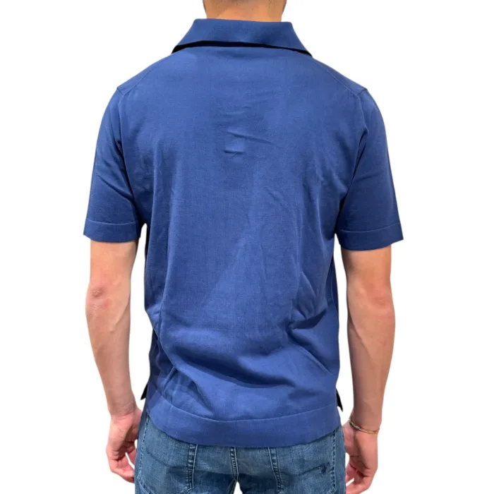 Polo Skipper Senza Bottoni Filippo De Laurentiis in Crepe Cotton color Blu Cobalto art. PL0MCSK CR14R 851, foto 3 di 3