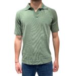 Polo Skipper Senza Bottoni Filippo De Laurentiis in Crepe Cotton color Verde Salvia art. PL0MCSK CR14R 520