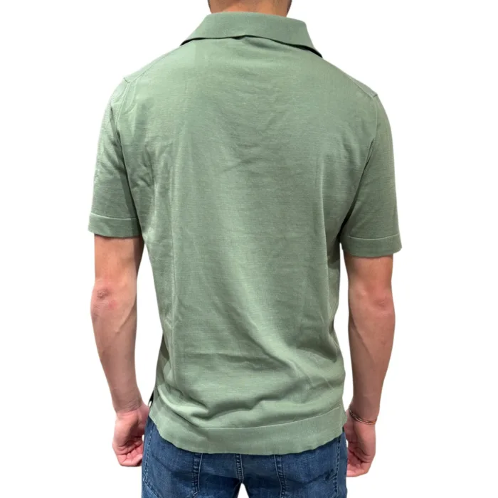 Polo Skipper Senza Bottoni Filippo De Laurentiis in Crepe Cotton color Verde Salvia art. PL0MCSK CR14R 520, foto 3 di 3