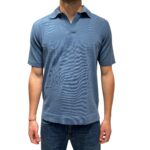 Polo Skipper Senza Bottoni Filippo De Laurentiis in Crepe Cotton Blu Avio art. PL0MCSK CR14R 870