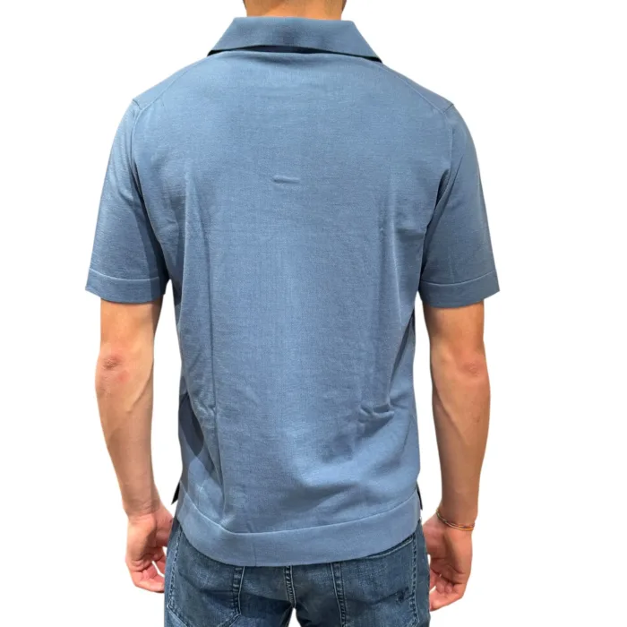 Polo Skipper Senza Bottoni Filippo De Laurentiis in Crepe Cotton Blu Avio art. PL0MCSK CR14R 870, foto 3 di 3