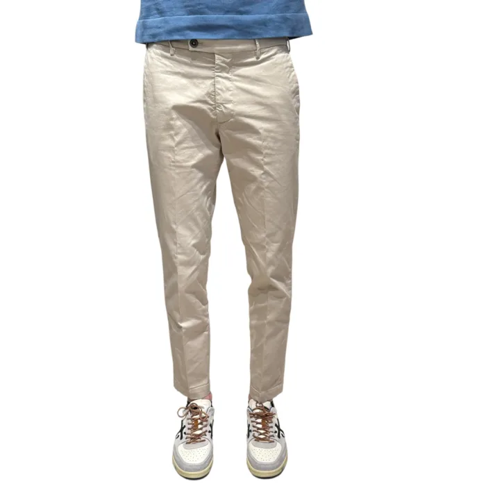 Pantaloni In Cotone con Elastico in vita e Tasca a Filo Michael Coal Beige Sabbia art. Brad One More Size 2563 Capri, foto 1 di 3