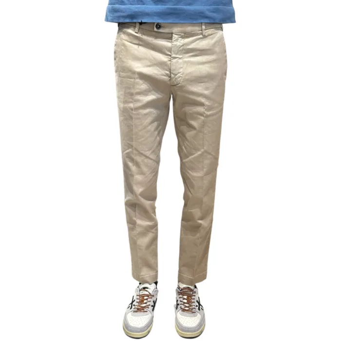 Pantaloni In Misto Lino con Elastico in vita e Tasca a Filo Michael Coal Beige art. Brad One More Size 2951 Capri, foto 1 di 3