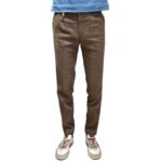 Pantaloni In Puro Lino con Elastico in vita e Coulisse Michael Coal Marrone art. Denny 3259