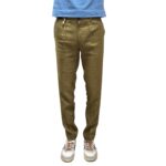 Pantaloni In Puro Lino con Elastico in vita e Coulisse Michael Coal Verde art. Denny 3259