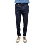 Pantaloni In Puro Lino con Elastico in vita e Coulisse Michael Coal Blu Navy art. Denny 3259