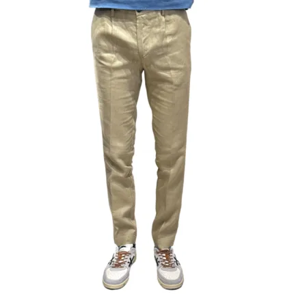 Pantaloni In Puro Lino con Elastico in vita e Coulisse Michael Coal Beige art. Denny 3259
