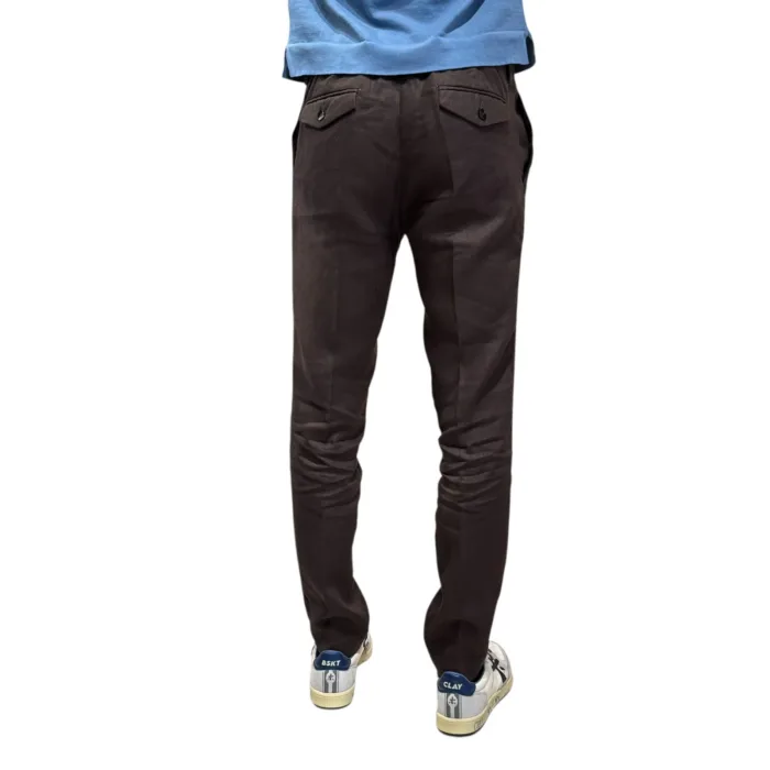 Pantaloni In Puro Lino con Elastico in vita e Coulisse Michael Coal Testa di Moro art. Denny 3259, foto 3 di 3