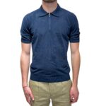 Polo Mezza Zip Ferrante in Cotone Blu art 55R29671 Col 008