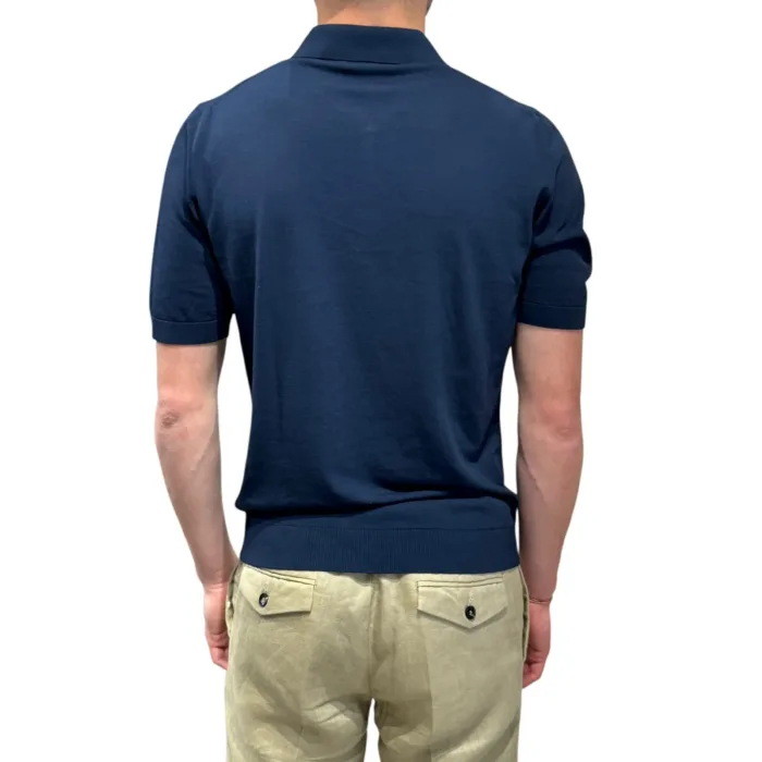 Polo Mezza Zip Ferrante in Cotone Blu art 55R29671 Col 008, foto 3 di 3