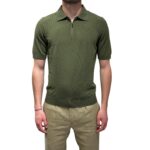 Polo Mezza Zip Ferrante in Cotone Verde Militare art 55R29671 Col 232