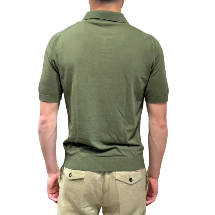 Polo Mezza Zip Ferrante in Cotone Verde Militare art 55R29671 Col 232, foto 3 di 3