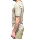T-shirt Girocollo Ferrante in Maglia di Misto Lino e Cotone Melange Beige art 55R21105 Col 212 - immagine 2