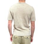 T-shirt Girocollo Ferrante in Maglia di Misto Lino e Cotone Melange Beige art 55R21105 Col 212 - immagine 3