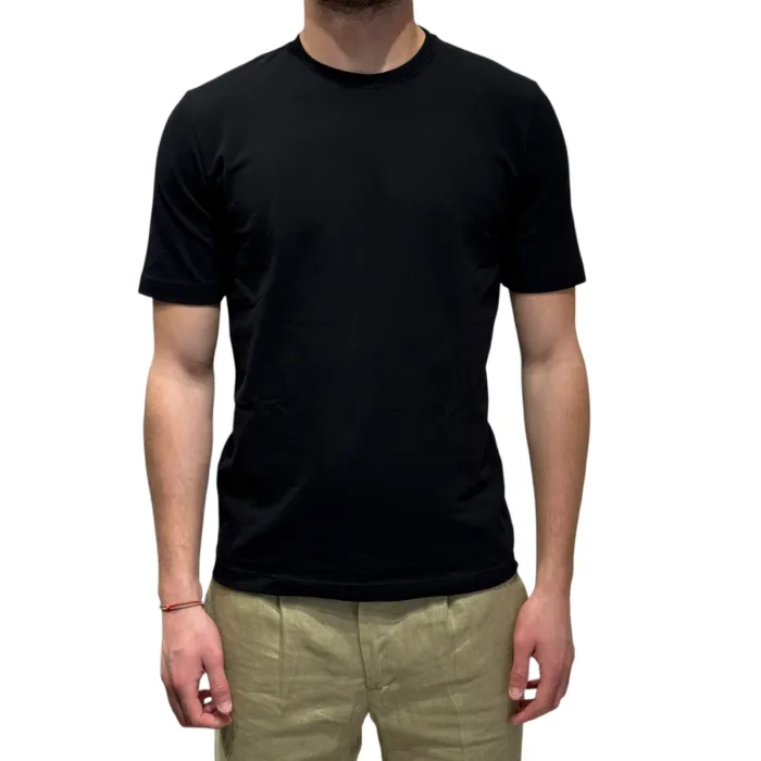 T-Shirt Ferrante in Cotone Piqué Nera art 55U31191 Col 002, foto 1 di 3