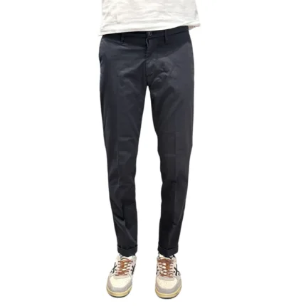 Pantaloni Re-Hash tessuto cotone misto lino, tasche a filo, Color Blu cod. P247 2277 Mucha Chinos 4057