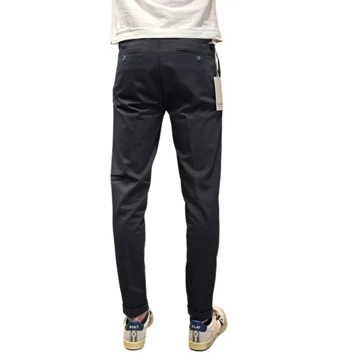 Pantaloni Re-Hash tessuto cotone misto lino, tasche a filo, Color Blu cod. P247 2277 Mucha Chinos 4057, foto 3 di 3