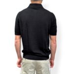 Polo in Cotone Tramato con Treccine Filippo De Laurentiis Nero art. PL1MC CR14T 990 - immagine 3