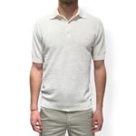 Polo in Cotone Tramato con Treccine Filippo De Laurentiis Avorio art. PL1MC CR14T 020