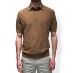 Polo in Cotone Tramato a Quadretti Filippo De Laurentiis Marrone art. PL1MC CR14Q 070