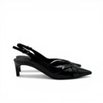 Slingback Del Carlo in Vernice Nera Tacco 5 cm art. 11702