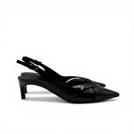 Slingback Del Carlo in Vernice Nera Tacco 5 cm art. 11702