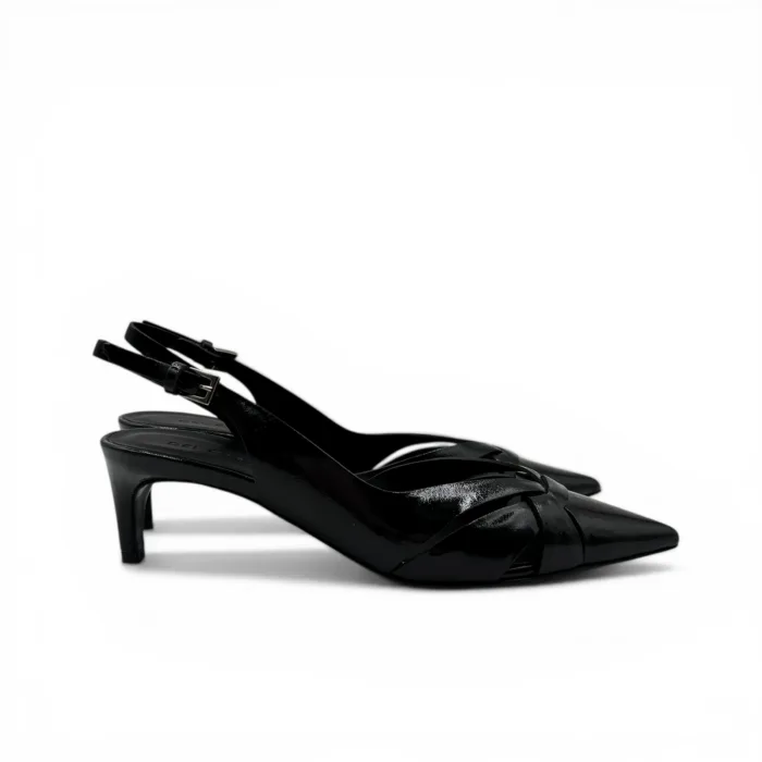 Slingback Del Carlo in Vernice Nera Tacco 5 cm art. 11702, foto 1 di 5