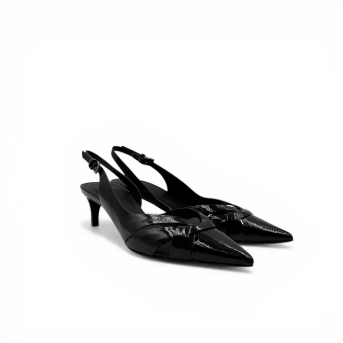 Slingback Del Carlo in Vernice Nera Tacco 5 cm art. 11702, foto 3 di 5