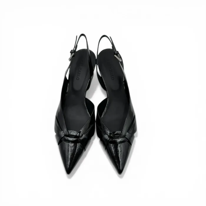 Slingback Del Carlo in Vernice Nera Tacco 5 cm art. 11702, foto 2 di 5