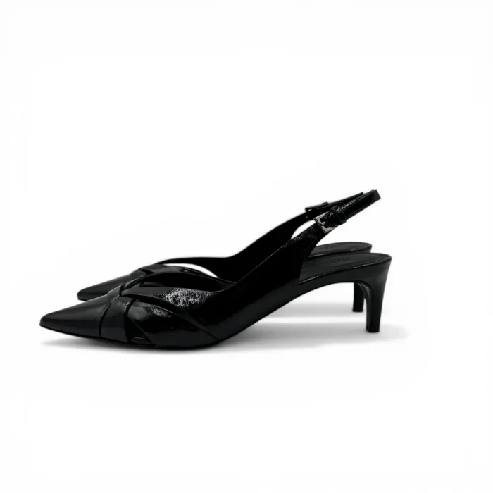Slingback Del Carlo in Vernice Nera Tacco 5 cm art. 11702, foto 5 di 5