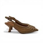 Slingback Bruno Premi in Nappa Intrecciata Beige Tacco 7 cm art. BN0310X Intrecco Natural