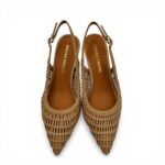 Slingback Bruno Premi in Nappa Intrecciata Beige Tacco 7 cm art. BN0310X Intrecco Natural - immagine 4