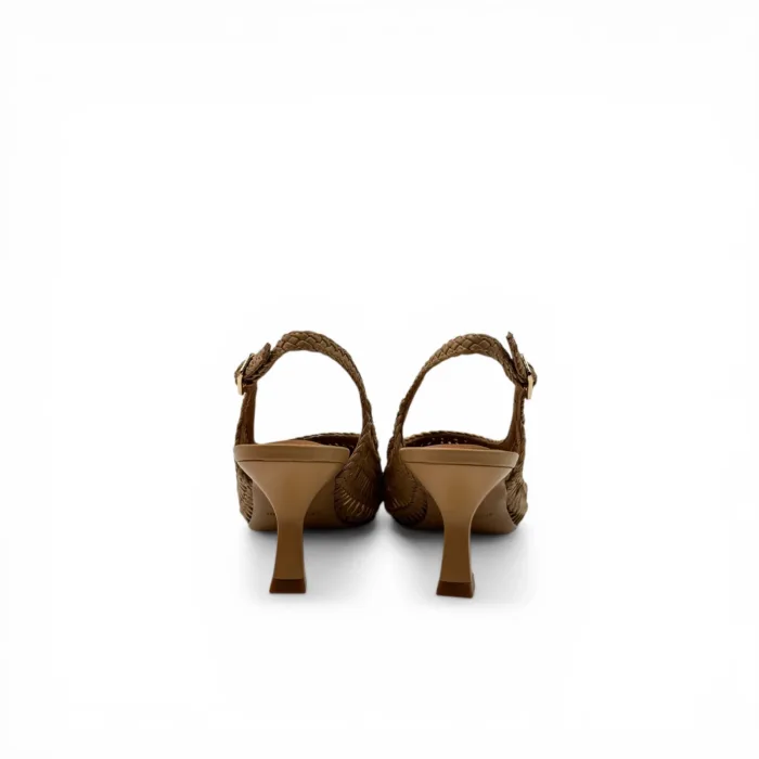 Slingback Bruno Premi in Nappa Intrecciata Beige Tacco 7 cm art. BN0310X Intrecco Natural, foto 2 di 4