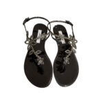 Sandali Artigianali Menghi Made in Italy infradito Nera con Strass art. 110/SW Black Gel - immagine 2