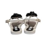 Sandali Artigianali  Menghi Made in Italy infradito Avorio con Camelia Nera art. 131/Flower Ivory/Black - immagine 5