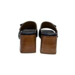 Sandalo Mules Sabot Lorenzo Mari in Nappa Blu Dettaglio Fibbia Tacco 7 cm art. Fresia 14 - immagine 5