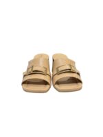 Sandalo Mules Sabot Lorenzo Mari in Nappa Beige Nude Dettaglio Fibbia Tacco 7 cm art. Fresia 14 - immagine 3