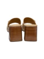 Sandalo Mules Sabot Lorenzo Mari in Nappa Beige Nude Dettaglio Fibbia Tacco 7 cm art. Fresia 14 - immagine 5