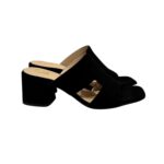 Sandalo Mules Sabot Luca Grossi in Camoscio Nero Tacco 6 cm art. L972S