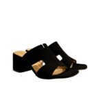 Sandalo Mules Sabot Luca Grossi in Camoscio Nero Tacco 6 cm art. L972S - immagine 2